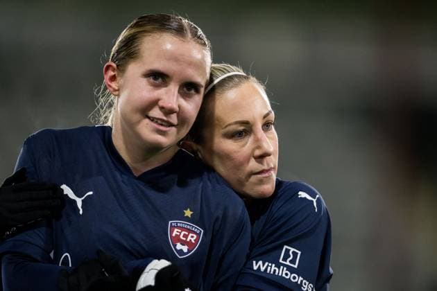 240125 Ria Noora Minerva Öling and Mia Persson of FC Rosengard after the UEFA Women s Champions League football match between FC Rosengard and Benfica on January 25, 2024 in Malmö Photo Petter Arvidson BILDBYRAN kod PA PA0740 fotboll football soccer fotball champions league fc rosengard benfica dam bbeng  Copyright: PETTERxARVIDSON BB240125PA231