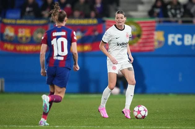 ESP: FC Barcelona, Barca Eintracht Franckfurt. UEFA Women™s Champions League match, Group A, date 5 Verena Hanshaw of Eintracht Frankfurt during the UEFA Women™s Champions League match, Group A, date 5, between FC Barcelona and Eintracht Franckfurt played at Johan Cruyff Stadium on January 25, 2024 in Barcelona, Spain. kpng Copyright: xAlexxCarrerasx xIMAGOx PS_240125_008