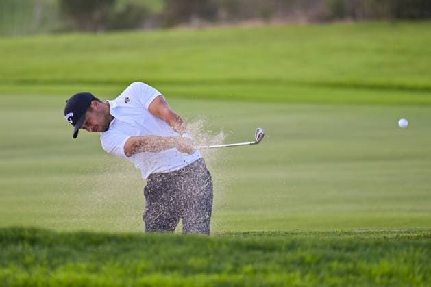 January 25, 2024: Xander Schauffele hits from the bunker on the 13th hole during the second round of the Farmers Insurance Open at Torrey Pines North in San Diego, California. CSM San Diego USA - ZUMAc04_ 20240125_zma_c04_003 Copyright: xJustinxFinex