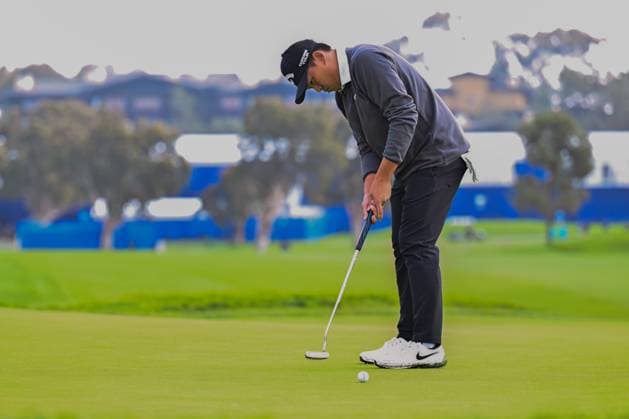 January 25, 2024: Kevin Yu putts on the 1st hole during the second round of the Farmers Insurance Open at Torrey Pines South in San Diego, California. CSM San Diego USA - ZUMAc04_ 20240125_zma_c04_010 Copyright: xJustinxFinex