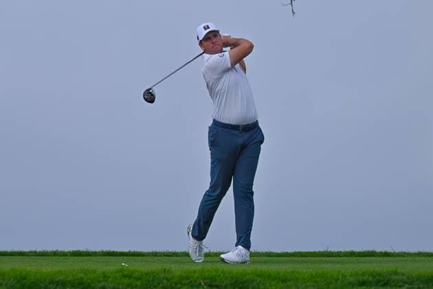 January 25, 2024: Luke List watches his drive on the 11th hole during the second round of the Farmers Insurance Open at Torrey Pines North in San Diego, California. CSM San Diego USA - ZUMAc04_ 20240125_zma_c04_018 Copyright: xJustinxFinex