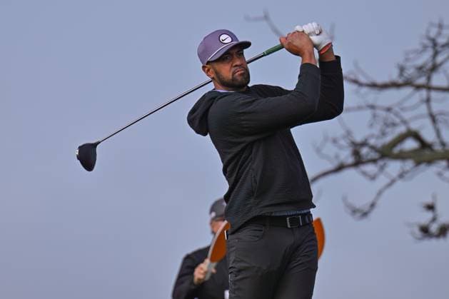 January 25, 2024: Tony Finau watches his drive on the 11th hole during the second round of the Farmers Insurance Open at Torrey Pines North in San Diego, California. CSM San Diego USA - ZUMAc04_ 20240125_zma_c04_019 Copyright: xJustinxFinex