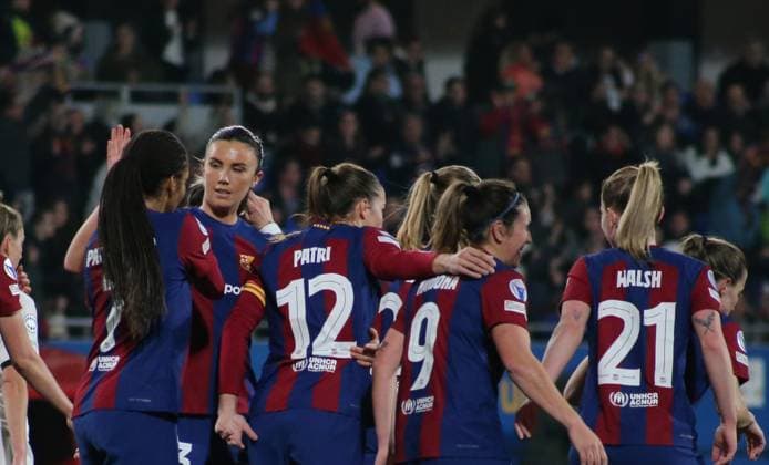 25 01 2024, xgrfx, Football Champions League Women, FC Barcelona Eintracht Frankfurt emspor, v l Tor, Patricia Guijarro FC Barcelona DFL DFB REGULATIONS PROHIBIT ANY USE OF PHOTOGRAPHS as IMAGE SEQUENCES and or QUASI VIDEO Barcelona