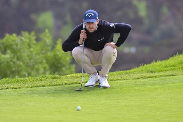 January 25, 2024: Thomas Detry lines up a putt on the 16th hole during the second round of the Farmers Insurance Open at Torrey Pines South in San Diego, California. CSM San Diego USA - ZUMAc04_ 20240125_zma_c04_040 Copyright: xJustinxFinex