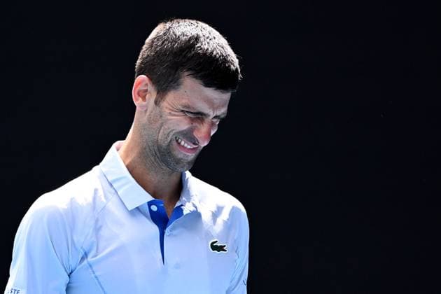 TENNIS AUSTRALIAN OPEN, Novak Djokovic of Serbia during his Men?s semifinal against Jannik Sinner of Italy on Day 13 of the 2024 Australian Open at Melbourne Park in Melbourne, , Friday, January 26, 2024. ( NO ARCHIVING, EDITORIAL USE ONLY, NO USE IN BOOKS WITHOUT CONSENT MELBOURNE VICTORIA AUSTRALIA  Copyright: xJOELxCARRETTx 20240126001893762823