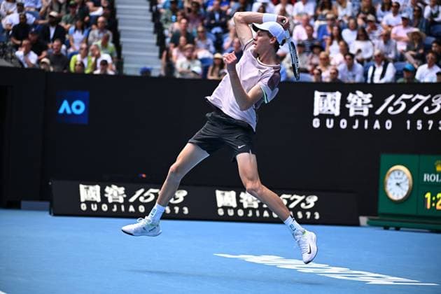 Australian Open Semi-Finals - Sinner Stuns Djokovic Jannik Sinner (ITA) during his semi final round match at the 2024 Australian Open at Melbourne Park in Melbourne, Australia, on January 26, 2024. Novak Djokovic lost at the Australian Open for the first time since 2018 as Italian fourth seed Jannik Sinner reached his first Grand Slam final. Serbia s Djokovic, 36, lost 6-1 6-2 6-7 (6-8) 6-3 as Sinner regrouped from not taking a match point in the tie-break. It ends Djokovic s bid for a record-extending 11th title and a 25th major to put him clear of Margaret Court. Photo by Corinne Dubreuil ABACAPRESS.COM Melbourne Australia  Copyright: xDubreuilxCorinne ABACAx