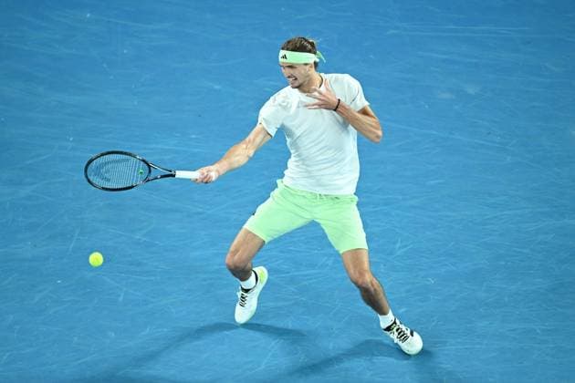 TENNIS AUSTRALIAN OPEN, Alexander Zverev of Germany in action during his Men?s semifinal against Daniil Medvedev of Russia on Day 13 of the 2024 Australian Open at Melbourne Park in Melbourne, Friday, January 26, 2024. ( NO ARCHIVING, EDITORIAL USE ONLY, NO USE IN BOOKS WITHOUT CONSENT MELBOURNE VICTORIA AUSTRALIA  Copyright: xJOELxCARRETTx 20240126001893839429