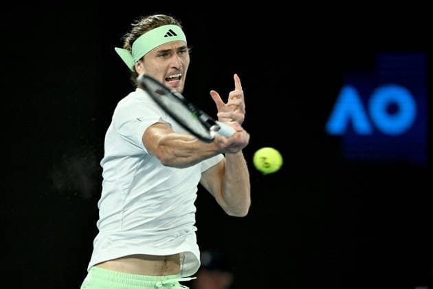 TENNIS AUSTRALIAN OPEN, Alexander Zverev of Germany in action during his Men?s semifinal against Daniil Medvedev of Russia on Day 13 of the 2024 Australian Open at Melbourne Park in Melbourne, Friday, January 26, 2024. ( NO ARCHIVING, EDITORIAL USE ONLY, NO USE IN BOOKS WITHOUT CONSENT MELBOURNE VICTORIA AUSTRALIA  Copyright: xJAMESxROSSx 20240126001893857760
