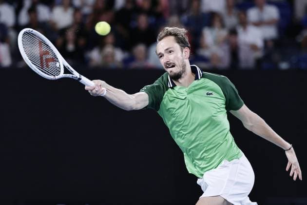 Tennis: Australian Open Russian tennis player Daniil Medvedev plays against Alexander Zverev of Germany in the men s singles semifinals at the Australian Open tournament in Melbourne on Jan. 26, 2024.  A14AA0002382312P
