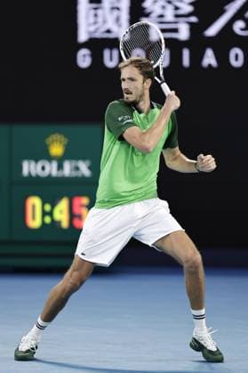 Tennis: Australian Open Russian tennis player Daniil Medvedev plays against Alexander Zverev of Germany in the men s singles semifinals at the Australian Open tournament in Melbourne on Jan. 26, 2024.  A14AA0002382318P