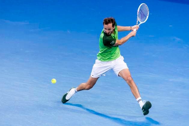 MELBOURNE, VIC - JANUARY 26: Daniil Medvedev of Russia in action during the semifinals of the 2024 Australian Open on January 26 2024, at Melbourne Park in Melbourne, Australia. (Photo by Jason Heidrich Icon Sportswire) TENNIS: JAN 26 Australian Open EDITORIAL USE ONLY Icon240126116