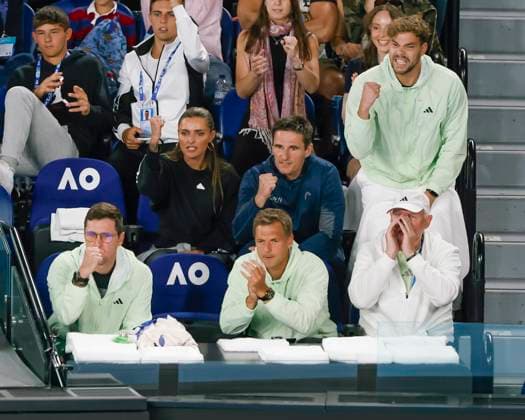 Alexander Zverev team in the players box, Australian Open 2024, Melbourne Park, Melbourne, Victoria, Australia Copyright: xJuergenxHasenkopfx
