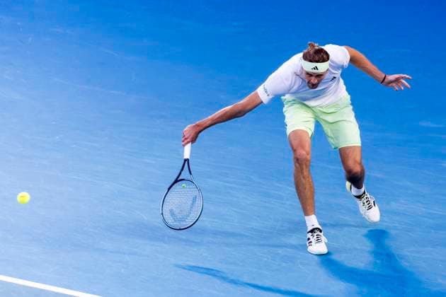MELBOURNE, VIC - JANUARY 26: Alexander Zverev of Germany in action during the semifinals of the 2024 Australian Open on January 26 2024, at Melbourne Park in Melbourne, Australia. (Photo by Jason Heidrich Icon Sportswire) TENNIS: JAN 26 Australian Open EDITORIAL USE ONLY Icon240126170