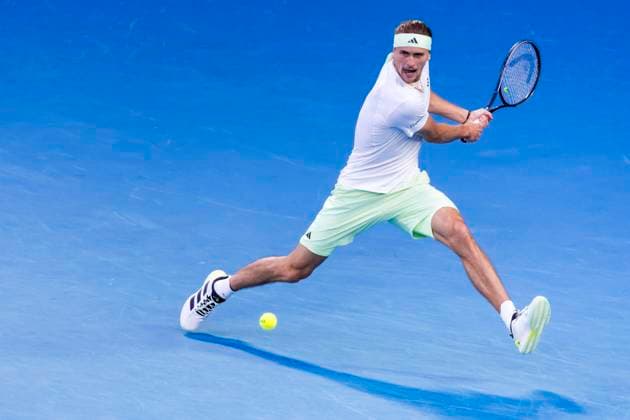 MELBOURNE, VIC - JANUARY 26: Alexander Zverev of Germany in action during the semifinals of the 2024 Australian Open on January 26 2024, at Melbourne Park in Melbourne, Australia. (Photo by Jason Heidrich Icon Sportswire) TENNIS: JAN 26 Australian Open EDITORIAL USE ONLY Icon240126165