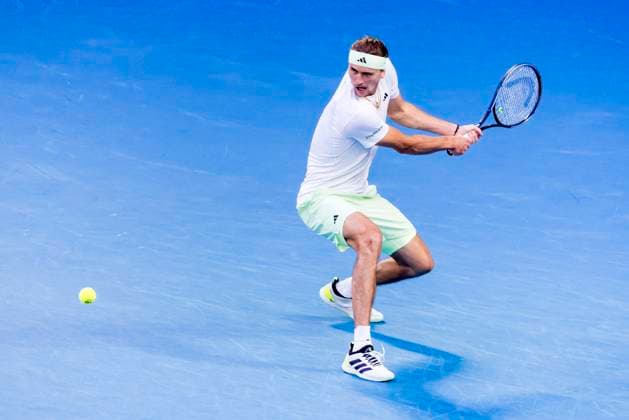MELBOURNE, VIC - JANUARY 26: Alexander Zverev of Germany in action during the semifinals of the 2024 Australian Open on January 26 2024, at Melbourne Park in Melbourne, Australia. (Photo by Jason Heidrich Icon Sportswire) TENNIS: JAN 26 Australian Open EDITORIAL USE ONLY Icon240126166