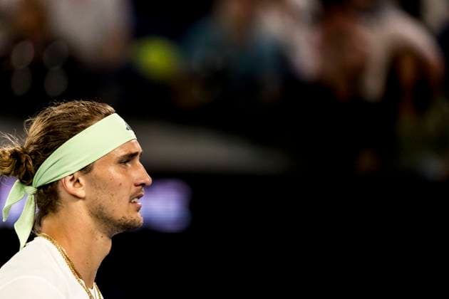 MELBOURNE, VIC - JANUARY 26: Alexander Zverev of Germany in action during the semifinals of the 2024 Australian Open on January 26 2024, at Melbourne Park in Melbourne, Australia. (Photo by Jason Heidrich Icon Sportswire) TENNIS: JAN 26 Australian Open EDITORIAL USE ONLY Icon240126198