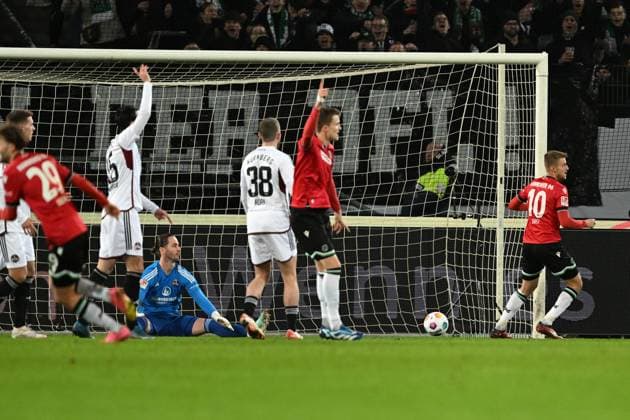 2 Bundesliga Hannover 06 1 FC Nürnberg on 26 01 2024 at HDI Arena in Hannover Goal for 0 1 Goalscorer Havard Nielsen Hannover 96 ä with the goal for 1 MT