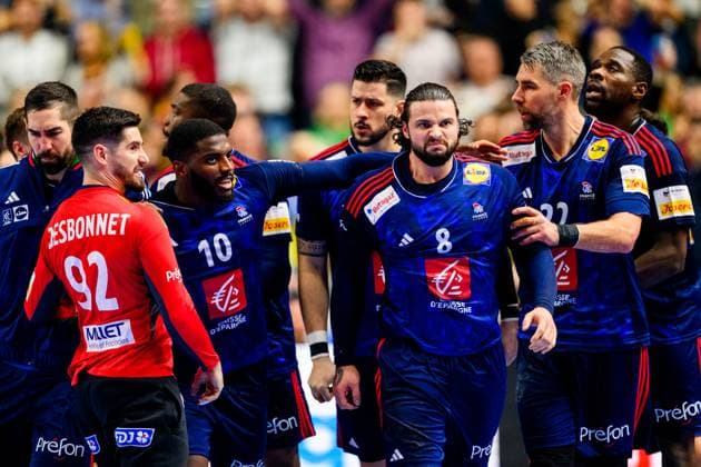 240126 Elohim Prandi of France celebrates during the EHF European Handball Championship semifinal match between France and Sweden on January 26, 2024 in Cologne Photo Ludvig Thunman BILDBYRAN code LT LT0595 handball handboll handball handballs em 2024 semifinal semifinals frankrike sverige sweden ehf european handball championship france day 16 bbeng jubel  Copyright: LUDVIGxTHUNMAN BB240126LT137