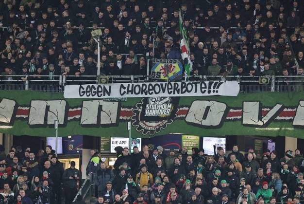 26 01 2024 Soccer Season 2023 2024 2 Soccer Bundesliga 19 Matchday Hannover 96 H96 1 FC Nürnberg FCN Club Sportfoto Zink DaMa xdaxmax DFL regulations prohibit any use of photographs as image sequences and or quasi video only for editorial use banner banner of the spectators audience fans of Hannover 96 Against choreo bans Clubfan Clubfans FCN fans fans stayed away from the game due to a ban on the planned choreography