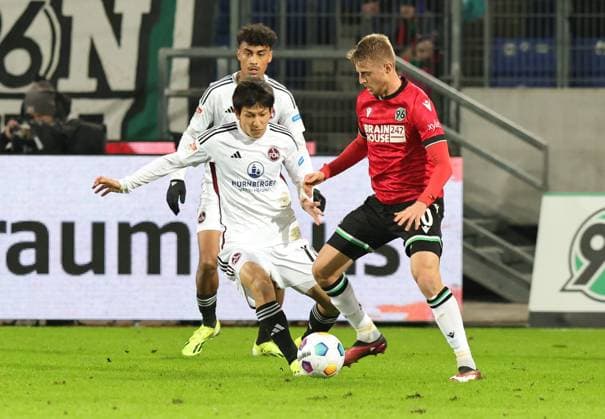26 01 2024 Soccer Season 2023 2024 2 Soccer Bundesliga 19 Matchday Hannover 96 H96 1 FC Nürnberg FCN Club Sportfoto Zink DaMa xdaxmax DFL regulations prohibit any use of photographs as image sequences and or quasi video only for editorial use Kanji Okunuki 11, 1 FC Nürnberg FCN Sebastian Ernst 10, Hannover 96 H96