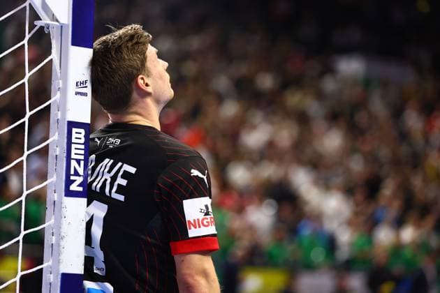 Rune Dahmke Germany is disappointed after the defeat against Denmark Germany vs Denmark, Handball, Men, EHF Euro 2024, Semifinal, 26 01 2024 Germany vs Denmark, Handball, Men, EHF Euro 2024, Semifinal, 26 01 2024 Cologne Copyright: xEibner-Pressefotox EP_RWS