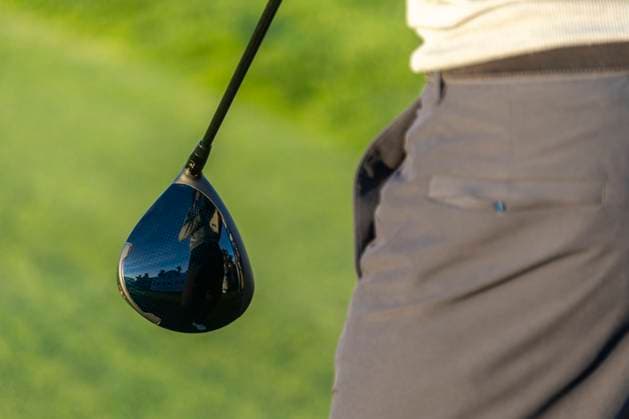 LA JOLLA, CA - JANUARY 26: Thomas Detry is reflected on his driver™s surface as he waits to tee off on the 18th hole during the third round of the PGA, Golf Herren Tour Farmer™s Insurance Open, at Torrey Pines Golf Course, Friday, January 26, 2024, in La Jolla, California. (Photo by Tony Ding Icon Sportswire) GOLF: JAN 26 PGA Farmers Insurance Open EDITORIAL USE ONLY Icon46520240126025