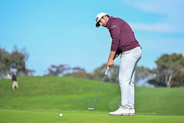 January 26, 2024: Matthieu Pavon putts on the 2nd hole during the third round of the Farmers Insurance Open at Torrey Pines South in San Diego, California. CSM San Diego USA - ZUMAc04_ 20240126_zma_c04_001 Copyright: xJustinxFinex