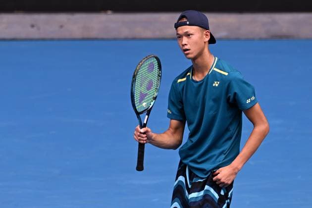 TENNIS AUSTRALIAN OPEN, Rei Sakamoto of Japan reacts during the junior boys singles final against Jan Kumstat of Czech Republic on Day 14 of the 2024 Australian Open at Melbourne Park in Melbourne, Saturday, January 27, 2024. ( NO ARCHIVING, EDITORIAL USE ONLY, NO USE IN BOOKS WITHOUT CONSENT MELBOURNE VICTORIA AUSTRALIA  Copyright: xJOELxCARRETTx 20240127001894172156
