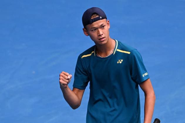 TENNIS AUSTRALIAN OPEN, Rei Sakamoto of Japan reacts during the junior boys singles final against Jan Kumstat of Czech Republic on Day 14 of the 2024 Australian Open at Melbourne Park in Melbourne, Saturday, January 27, 2024. ( NO ARCHIVING, EDITORIAL USE ONLY, NO USE IN BOOKS WITHOUT CONSENT MELBOURNE VICTORIA AUSTRALIA  Copyright: xJOELxCARRETTx 20240127001894173124