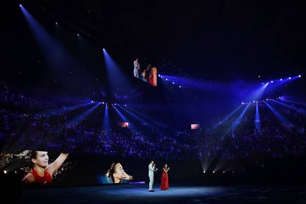 TENNIS AUSTRALIAN OPEN, Michael Vaiasinni and Violeta Bozanic perform prior to the Women?s Singles Final against Aryna Sabalenka of Belarus on Rod Laver Arena on Day 14 of the 2024 Australian Open at Melbourne Park in Melbourne, Thursday, January 25, 2024. ( NO ARCHIVING, EDITORIAL USE ONLY, NO USE IN BOOKS WITHOUT CONSENT MELBOURNE VICTORIA AUSTRALIA  Copyright: xJAMESxROSSx 20240127001894207340