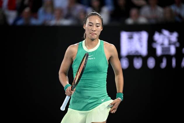 TENNIS AUSTRALIAN OPEN, Qinwen Zheng of China during her Women?s Singles Final against Aryna Sabalenka of Belarus on Rod Laver Arena on Day 14 of the 2024 Australian Open at Melbourne Park in Melbourne, Saturday, January 27, 2024. ( NO ARCHIVING, EDITORIAL USE ONLY, NO USE IN BOOKS WITHOUT CONSENT MELBOURNE VICTORIA AUSTRALIA  Copyright: xJOELxCARRETTx 20240127001894221698