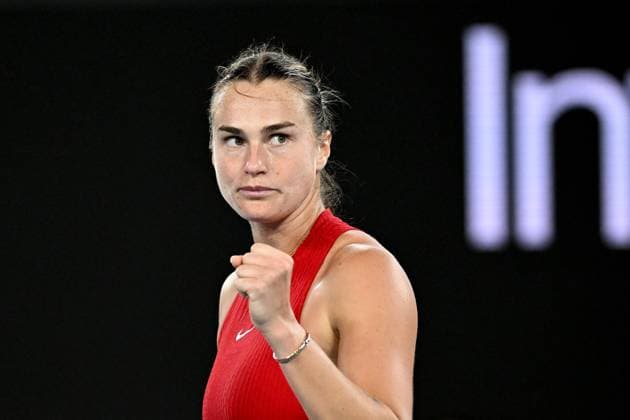 TENNIS AUSTRALIAN OPEN, Aryna Sabalenka of Belarus reacts during her Women?s Singles Final against Qinwen Zheng of China on Rod Laver Arena on Day 14 of the 2024 Australian Open at Melbourne Park in Melbourne, Thursday, January 25, 2024. ( NO ARCHIVING, EDITORIAL USE ONLY, NO USE IN BOOKS WITHOUT CONSENT MELBOURNE VICTORIA AUSTRALIA  Copyright: xJOELxCARRETTx 20240127001894225456