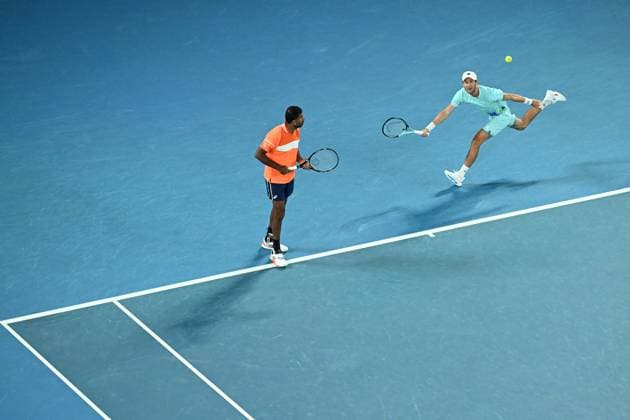 TENNIS AUSTRALIAN OPEN, Matthew Ebden (right) of Australia and Rohan Bopanna of India in action during their Men?s Doubles final against Simone Bolelli and Andrea Vavassori of Italy on Rod Laver Arena on Day 14 of the 2024 Australian Open at Melbourne Park in Melbourne, Thursday, January 25, 2024. ( NO ARCHIVING, EDITORIAL USE ONLY, NO USE IN BOOKS WITHOUT CONSENT MELBOURNE VICTORIA AUSTRALIA  Copyright: xJAMESxROSSx 20240127001894251948