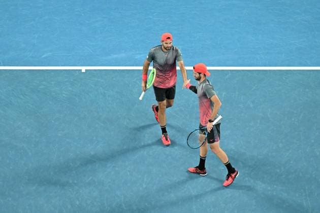 TENNIS AUSTRALIAN OPEN, Simone Bolelli and Andrea Vavassori of Italy in action during their Men?s Doubles final against Matthew Ebden of Australia and Rohan Bopanna of India on Rod Laver Arena on Day 14 of the 2024 Australian Open at Melbourne Park in Melbourne, Thursday, January 25, 2024. ( NO ARCHIVING, EDITORIAL USE ONLY, NO USE IN BOOKS WITHOUT CONSENT MELBOURNE VICTORIA AUSTRALIA  Copyright: xJAMESxROSSx 20240127001894253894
