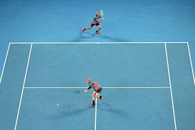 TENNIS AUSTRALIAN OPEN, Simone Bolelli and Andrea Vavassori of Italy in action during their Men?s Doubles final against Matthew Ebden of Australia and Rohan Bopanna of India on Rod Laver Arena on Day 14 of the 2024 Australian Open at Melbourne Park in Melbourne, Thursday, January 25, 2024. ( NO ARCHIVING, EDITORIAL USE ONLY, NO USE IN BOOKS WITHOUT CONSENT MELBOURNE VICTORIA AUSTRALIA  Copyright: xJAMESxROSSx 20240127001894254186