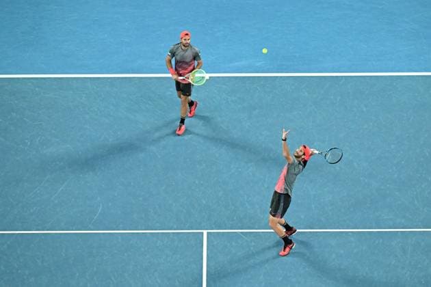 TENNIS AUSTRALIAN OPEN, Simone Bolelli and Andrea Vavassori of Italy in action during their Men?s Doubles final against Matthew Ebden of Australia and Rohan Bopanna of India on Rod Laver Arena on Day 14 of the 2024 Australian Open at Melbourne Park in Melbourne, Thursday, January 25, 2024. ( NO ARCHIVING, EDITORIAL USE ONLY, NO USE IN BOOKS WITHOUT CONSENT MELBOURNE VICTORIA AUSTRALIA  Copyright: xJAMESxROSSx 20240127001894261189