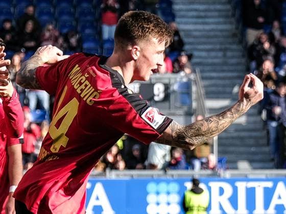 Bjarke Jacobsen SV Wehen Wiesbaden, 19 celebrates his goal for 1 0, GER, SV Wehen Wiesbaden vs Hertha BSC, Football, 2 Bundesliga, Matchday 19, Season 2023 2024, 27 01 2024 DFL REGULATIONS PROHIBIT ANY USE OF PHOTOGRAPHS AS IMAGE SEQUENCES AND OR QUASI VIDEO GER, SV Wehen Wiesbaden vs Hertha BSC, Football, 2 Bundesliga, Matchday 19, Season 2023 2024, 27 01 2024 Wiesbaden Copyright: xEibner-Pressefoto FlorianxWieganx EP_FWD