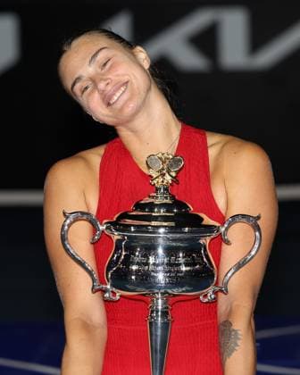 Tennis 2024: Australian Open Day 14 January 27, 2024: 2nd seed ARYNA SABALENKA of Belarus poses with the Daphne Akhurst Memorial Cup after winning the WomenÃ¢â‚¬â ¢s Singles Final match against 12th seed QINWEN ZHENG of China on day 14 of the 2024 Australian Open in Melbourne Australia. Sydney Low Cal Media(Credit Image: Â Sydney Low Cal Sport Media) California USA EDITORIAL USE ONLY Copyright: xx ZUMA-20240127_faf_c04_025.jpg SydneyxLowx csmphotothree227491
