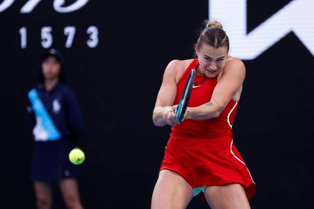 27th January 2024; Melbourne Park, Melbourne, Victoria, Australia; Australian Open Tennis Championship, Ladies singles final on Day 14; Aryna Sabalenka in action during the finals match against Qinwen Zheng (CHN)  ActionPlus12602605 NaFoto