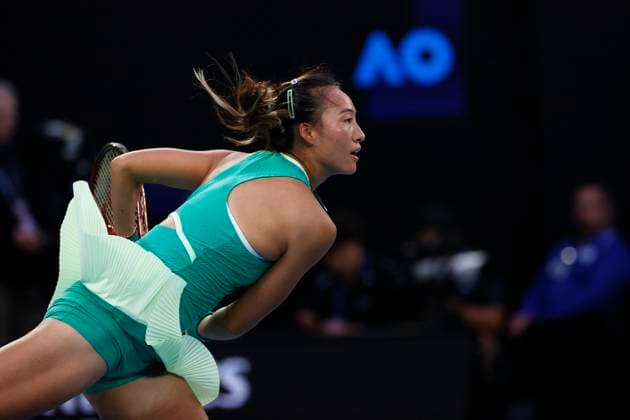 27th January 2024; Melbourne Park, Melbourne, Victoria, Australia; Australian Open Tennis Championship, Ladies singles final on Day 14; Qinwen Zheng (CHN) in action during the finals match against Aryna Sabalenka  ActionPlus12602616 NaFoto