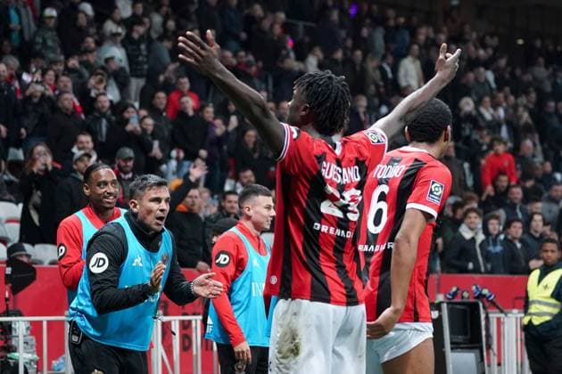 Joie - Evann Guesssand (OGC Nice) FOOTBALL : OGC Nice vs FC Metz - Ligue 1 Uber Eats - Nice - 27 01 2024 NorbertScanella Panoramic 