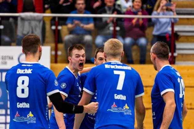 27 01 2024, GER, 2 BL Maenner Sued, Volleyball, Saison 2023 2024, Blue Volleys Gotha vs TV Rottenburg 1861 Werner, Robert Blue Volleys Gotha 99867 Gotha Ernestiner Halle Thüringen Germany