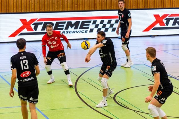 27 01 2024, GER, 2 BL Maenner Sued, Volleyball, Season 2023 2024, Blue Volleys Gotha vs TV Rottenburg 1861 Leber, Robin TV Rottenburg 1861 99867 Gotha Ernestiner Halle Thuringia Germany