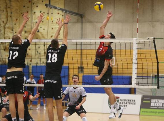 BAU 27 01 2024 Ludwigsburg Volleyball Barock Volleys MTV Ludwigsburg vs GSVE Delitzsch, Niklas Henseling LB, right