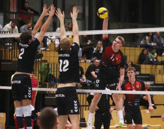 BAU 27 01 2024 Ludwigsburg Volleyball Barock Volleys MTV Ludwigsburg vs GSVE Delitzsch, Raphael Noz LB, right