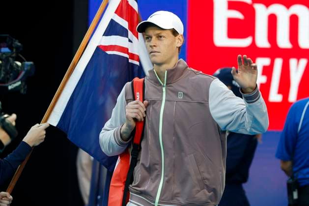 Jannik Sinner ITA enters the court, final, final match, Australian Open 2024, Melbourne Park, Melbourne, Victoria, Australia Copyright: xJuergenxHasenkopfx