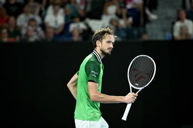 TENNIS AUSTRALIAN OPEN, Daniil Medvedev of Russia celebrates taking the 2nd set during the Men?s Singles final against Jannik Sinner of Italy on Rod Laver Arena on Day 15 of the 2024 Australian Open at Melbourne Park in Melbourne, Sunday, January 28, 2024. ( NO ARCHIVING, EDITORIAL USE ONLY, NO USE IN BOOKS WITHOUT CONSENT MELBOURNE VICTORIA AUSTRALIA  Copyright: xJOELxCARRETTx 20240128001894726494