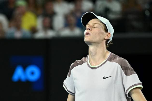 TENNIS AUSTRALIAN OPEN, Jannik Sinner of Italy reacts during the Men?s Singles final against Daniil Medvedev of Russia on Rod Laver Arena on Day 15 of the 2024 Australian Open at Melbourne Park in Melbourne, Sunday, January 28, 2024. ( NO ARCHIVING, EDITORIAL USE ONLY, NO USE IN BOOKS WITHOUT CONSENT MELBOURNE VICTORIA AUSTRALIA  Copyright: xJOELxCARRETTx 20240128001894728122