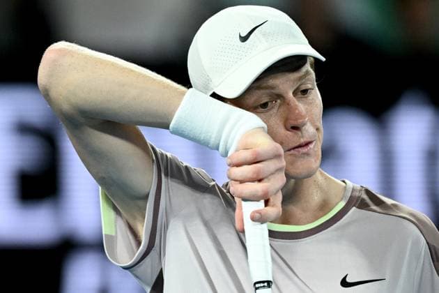 TENNIS AUSTRALIAN OPEN, Jannik Sinner of Italy reacts during the Men?s Singles final against Daniil Medvedev of Russia on Rod Laver Arena on Day 15 of the 2024 Australian Open at Melbourne Park in Melbourne, Sunday, January 28, 2024. ( NO ARCHIVING, EDITORIAL USE ONLY, NO USE IN BOOKS WITHOUT CONSENT MELBOURNE VICTORIA AUSTRALIA  Copyright: xJOELxCARRETTx 20240128001894731990