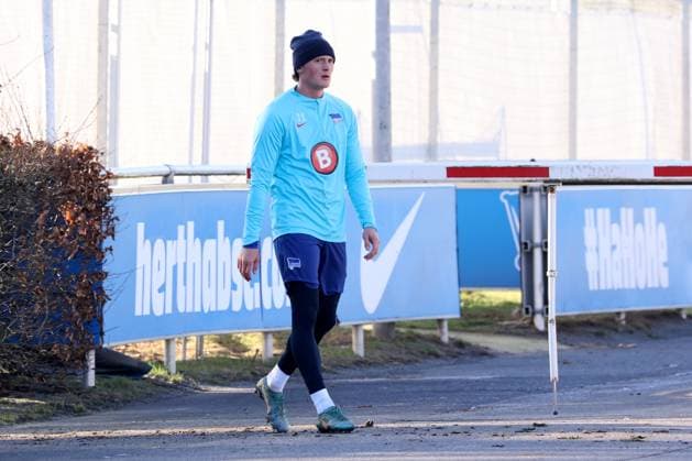 DEU, DFL, 2 FBL Hertha BSC, Training, 28 01 2024, Sportforum, Berlin, DEU, DFL, 2 FBL Hertha BSC, Training, in the picture Fabian Reese Hertha BSC Berlin 11 DFL regulations prohibit any use of Photographs as image sequences and or quasi video Foto Juergen Engler nordphoto GmbH nordphotoxGmbHx xEngler nph00076